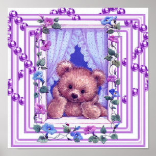 Daydreaming Teddy Bear Poster