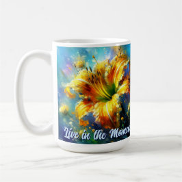 Daylily Daylilies Flower Yellow Teal Personalized Kaffeetasse
