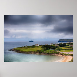 Daymer Bay Beach Landschaft in Cornwall UK Poster
