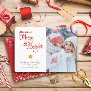Days are Merry Gold Star Rustic Custom Foto Feiertagskarte