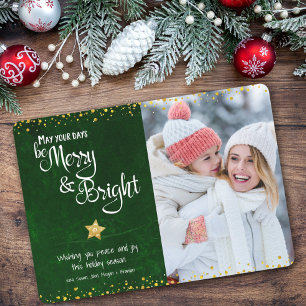 Days Be Bright Custom Foto Gold Star Green Feiertagskarte