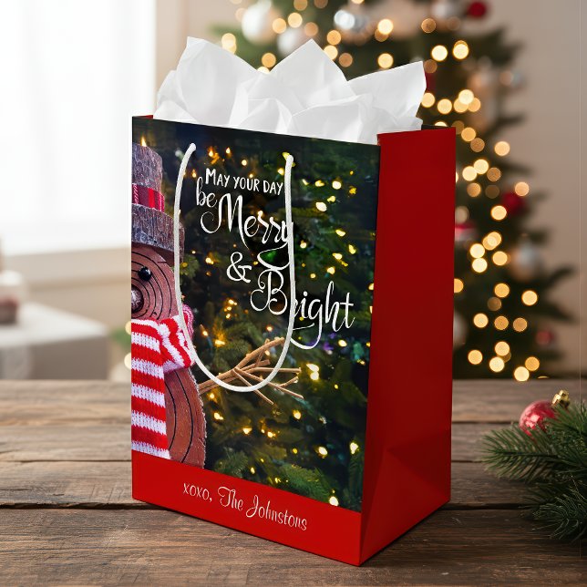 Days Be Merbright Rustic Snowman Individuelle Name Mittlere Geschenktüte (Von Creator hochgeladen)