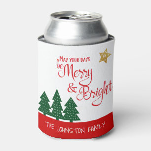 Days Be Merry Bright Script Bold Trees Gold Star Dosenkühler