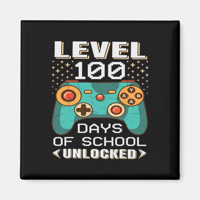 Days School Video Gamer 100th Day Lehrer Student Magnet (Vorne)
