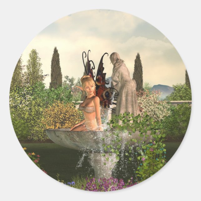 Daytime Garden Fairy Runder Aufkleber (Vorderseite)