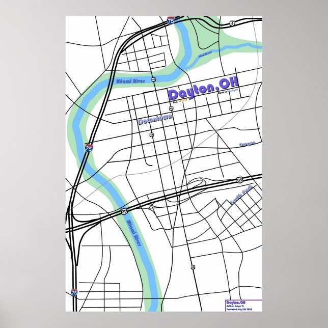 Dayton OH Karte Poster (Vorne)