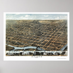 Dayton, OH Panorama Karte - 1870 Poster