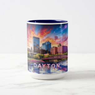 Dayton Ohio Abstrakt Skyline Zweifarbige Tasse