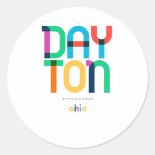 Dayton Ohio Mitte Jahrhundert, Pop Art, Runder Aufkleber