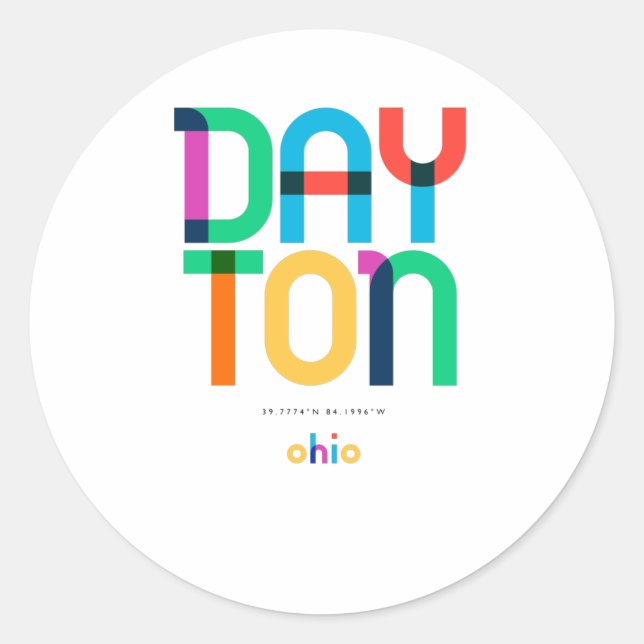 Dayton Ohio Mitte Jahrhundert, Pop Art, Runder Aufkleber (Vorderseite)