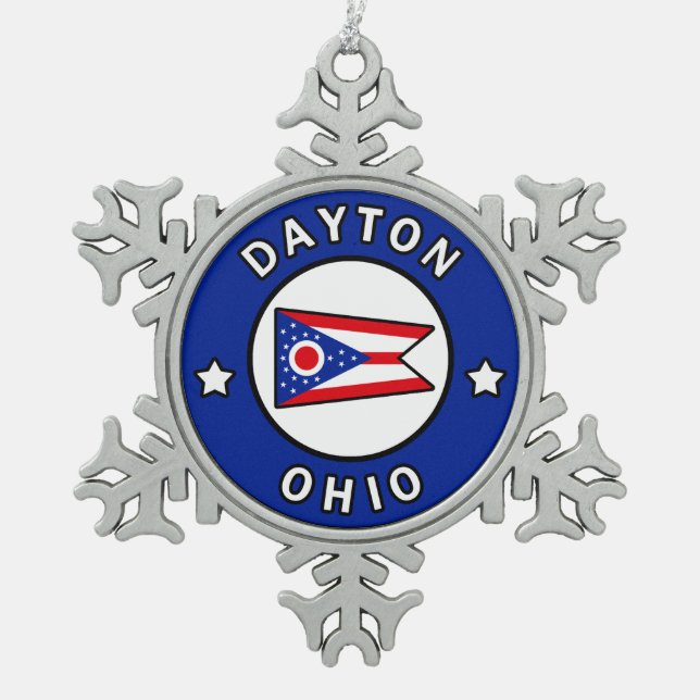 Dayton Ohio Schneeflocken Zinn-Ornament (Vorderseite)