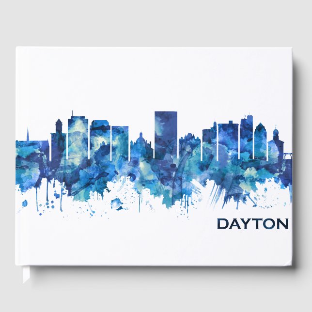 Dayton Ohio Skyline Blue Gästebuch (Vorderseite)