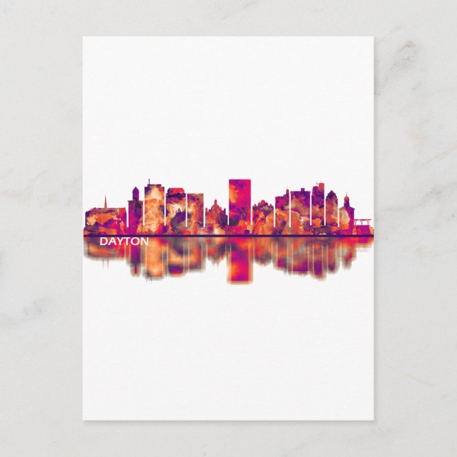Dayton Ohio Skyline Feiertagspostkarte (Vorderseite)