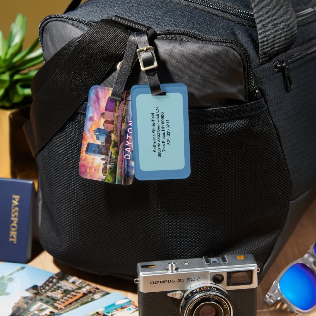 Dayton Skyline Abstrakt Art Gepäckanhänger (Vorderseite & Rückseite)