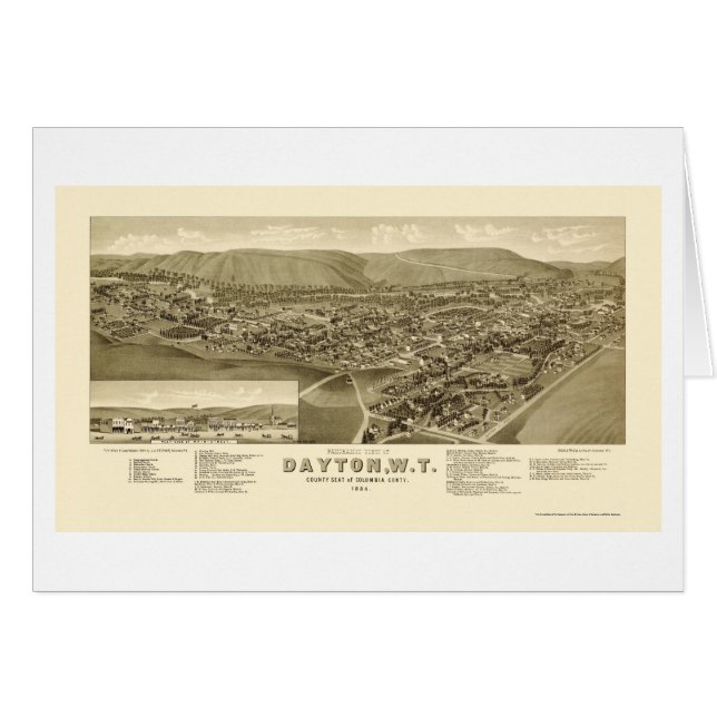 Dayton, WA panoramische Karte - 1884 (Vorderseite (Horizontal))