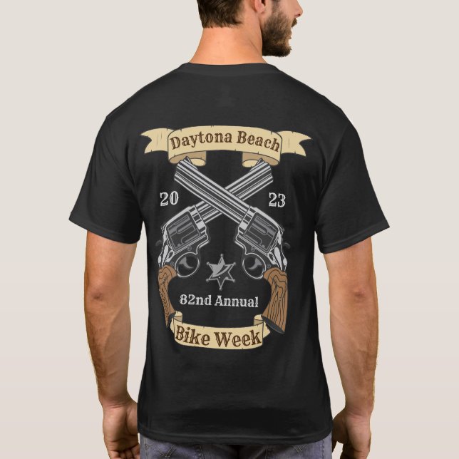 Daytona Beach Bike Week 2023 Crossed Guns T-Shirt (Rückseite)