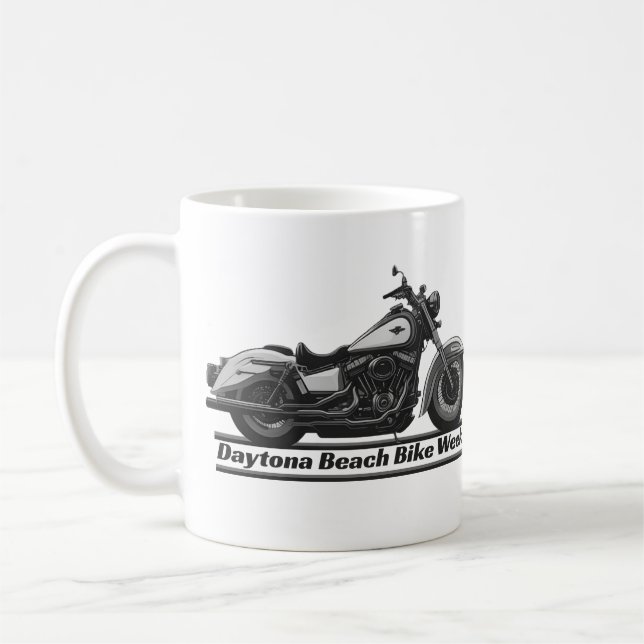 Daytona Beach Bike Week Black and White Biker Cool Kaffeetasse (Links)