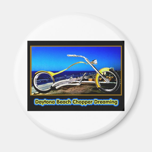 Daytona Beach Chopper Dream Yellow Black T Magnet (Vorne)