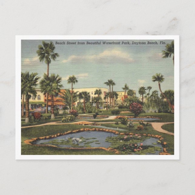 Daytona Beach FL, Beach Street View, 1950 Inspirie Postkarte (Vorderseite)