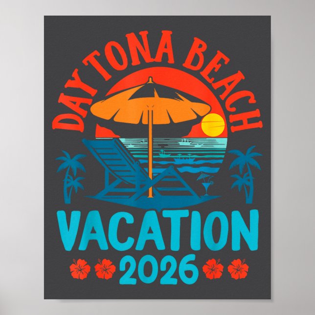 Daytona Beach Florida 2026 Family Vacation Summer  Poster (Vorne)