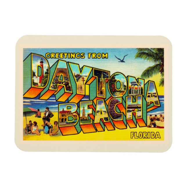 Daytona Beach Florida FL Großer Brief Postkarte Magnet (Horizontal)
