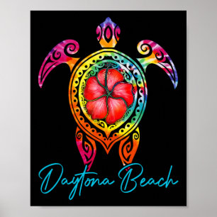 Daytona Beach Florida Gefärbte Krawatte Sea Turtle Poster