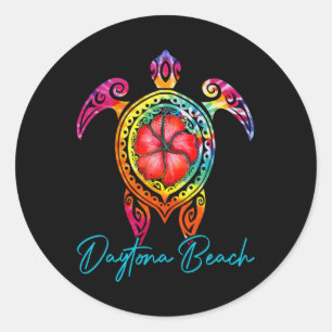 Daytona Beach Florida Gefärbte Krawatte Sea Turtle Runder Aufkleber