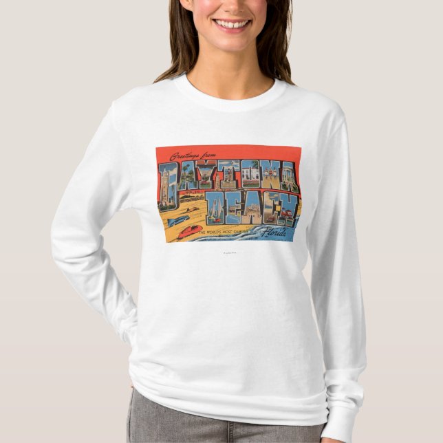Daytona Beach, Florida - große Buchstabe-Szenen T-Shirt (Vorderseite)