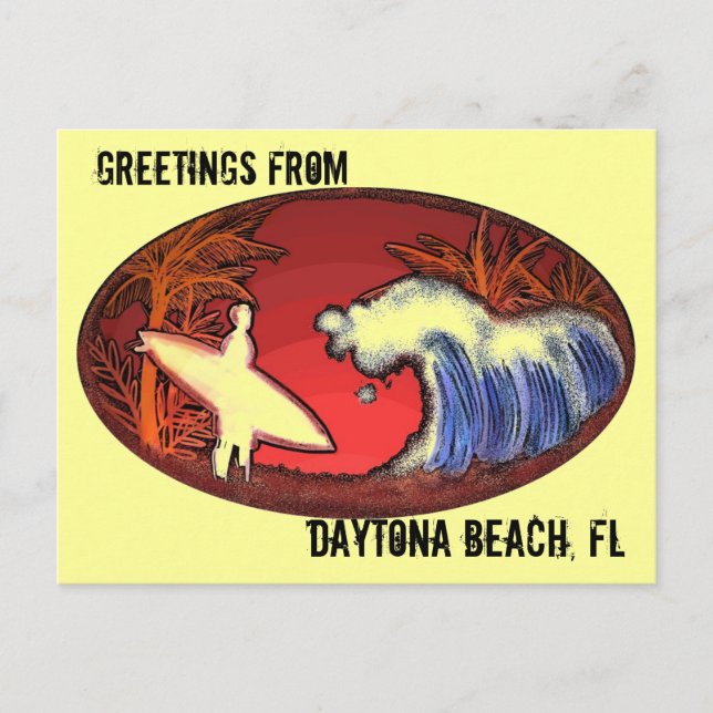 Daytona Beach Florida Grüße Surf Postkarte (Vorderseite)