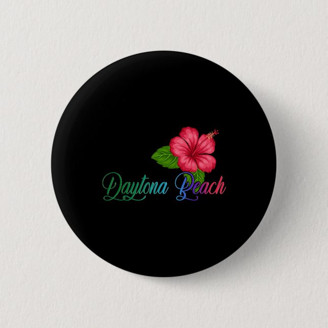 Daytona Beach Florida Hibiskus Blume Button (Vorderseite)