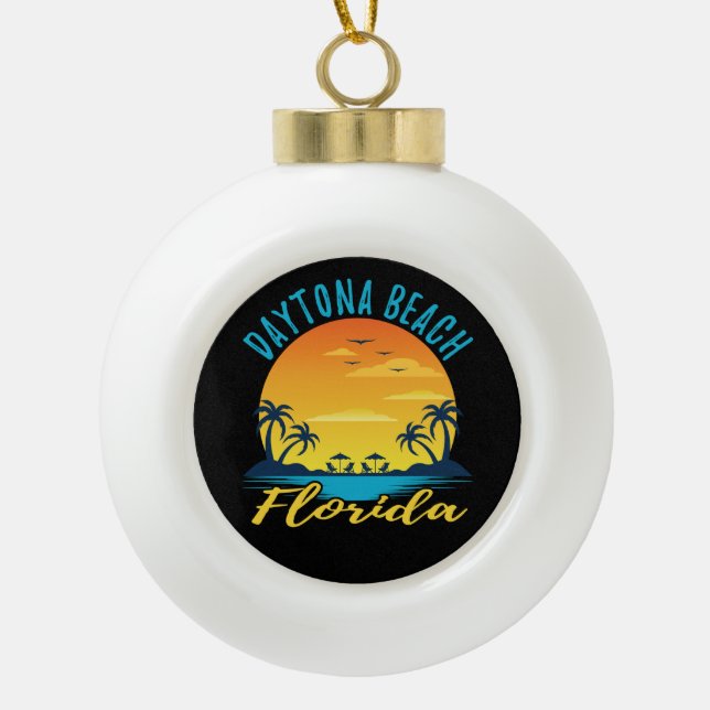 Daytona Beach Florida Palm Trees Beach Keramik Kugel-Ornament (Vorderseite)
