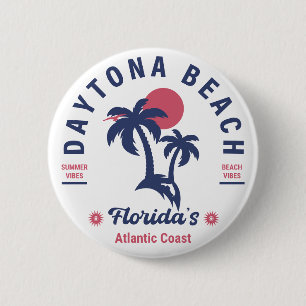 Daytona Beach Florida Palm Trees Souvenirs 60er Button
