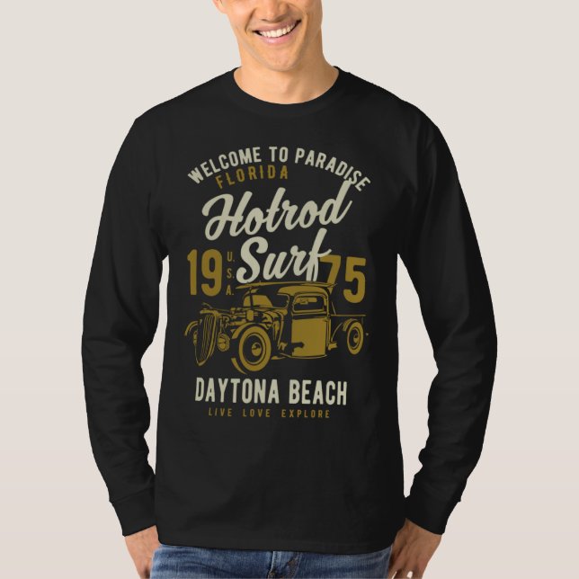 Daytona Beach Florida Retro Hotrod Surf  5 T-Shirt (Vorderseite)