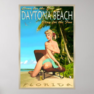 Daytona Beach Florida Retro-Reiseplakat Pin U Poster