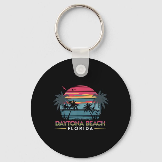 Daytona Beach Florida Sommerurlaub Retro Design Schlüsselanhänger (Vorderseite)