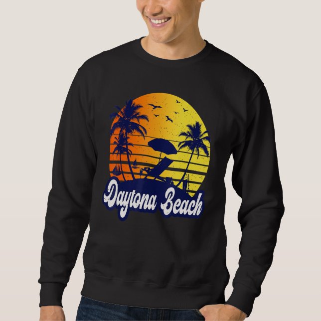 Daytona Beach Florida Sunset Beach Retro Sweatshirt (Vorderseite)