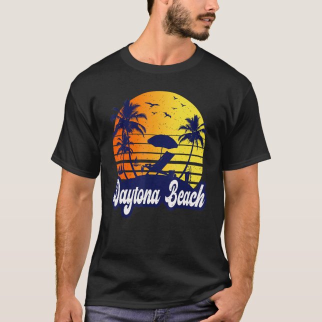 Daytona Beach Florida Sunset Beach Retro T-Shirt (Vorderseite)