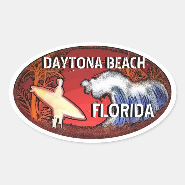 Daytona Beach Florida Surf Art Aufkleber (Vorderseite)