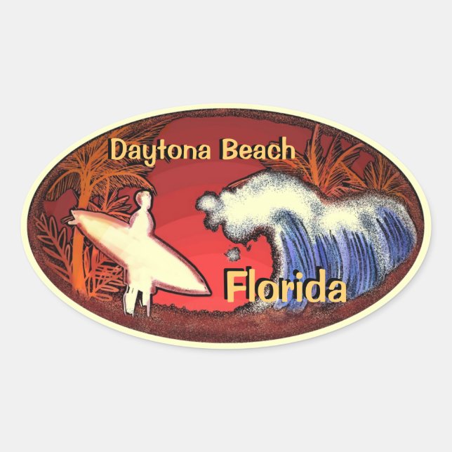 Daytona Beach Florida Surfer Wellen Aufkleber (Vorderseite)
