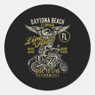 Daytona Beach Florida Usa Motorrad gestört De Runder Aufkleber