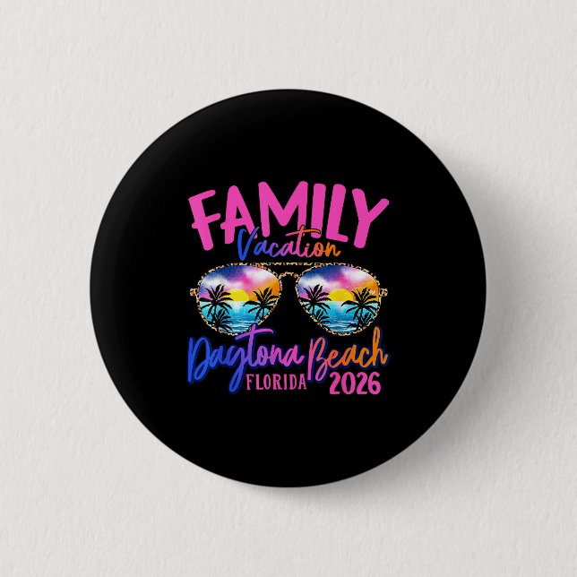 Daytona Beach Florida Vacation 2026 Matching Famil Button (Vorderseite)