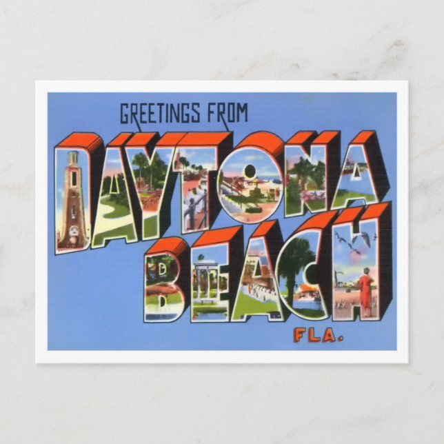 Daytona Beach, Florida Vintag Big Letters Postkarte (Vorderseite)