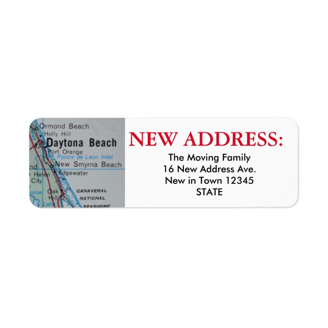 Daytona Beach New Address Label (Vorne)