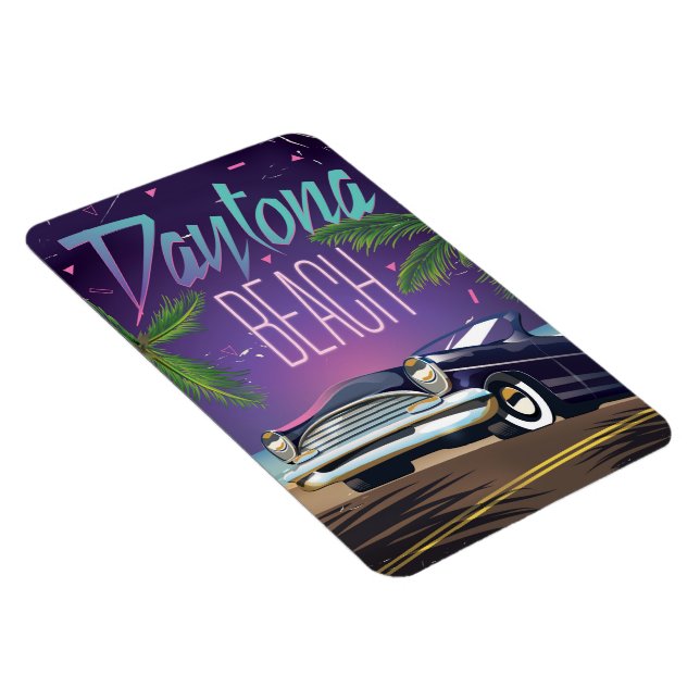 Daytona Beach Oldtimer-Reiseplakat Magnet (Rechte Seite)