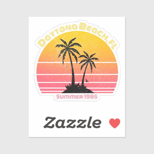 Daytona Beach Retro Sunset Palms Aufkleber (Blatt)