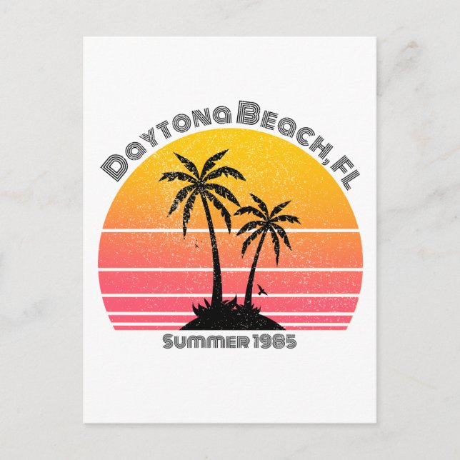 Daytona Beach Retro Sunset Palms Postkarte (Vorderseite)
