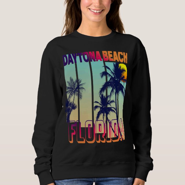 Daytona Beach Retro Vintager Palmenbaum Sweatshirt (Vorderseite)