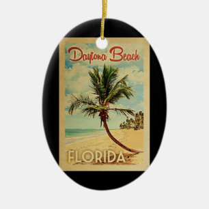 Daytona- BeachPalme-Vintage Reise Keramik Ornament