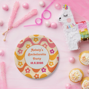 Dazed and Verlobt Retro 70er Junggeselinnen-Abschi Pappteller