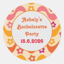 Dazed and Verlobt Retro 70er Junggeselinnen-Abschi Runder Aufkleber